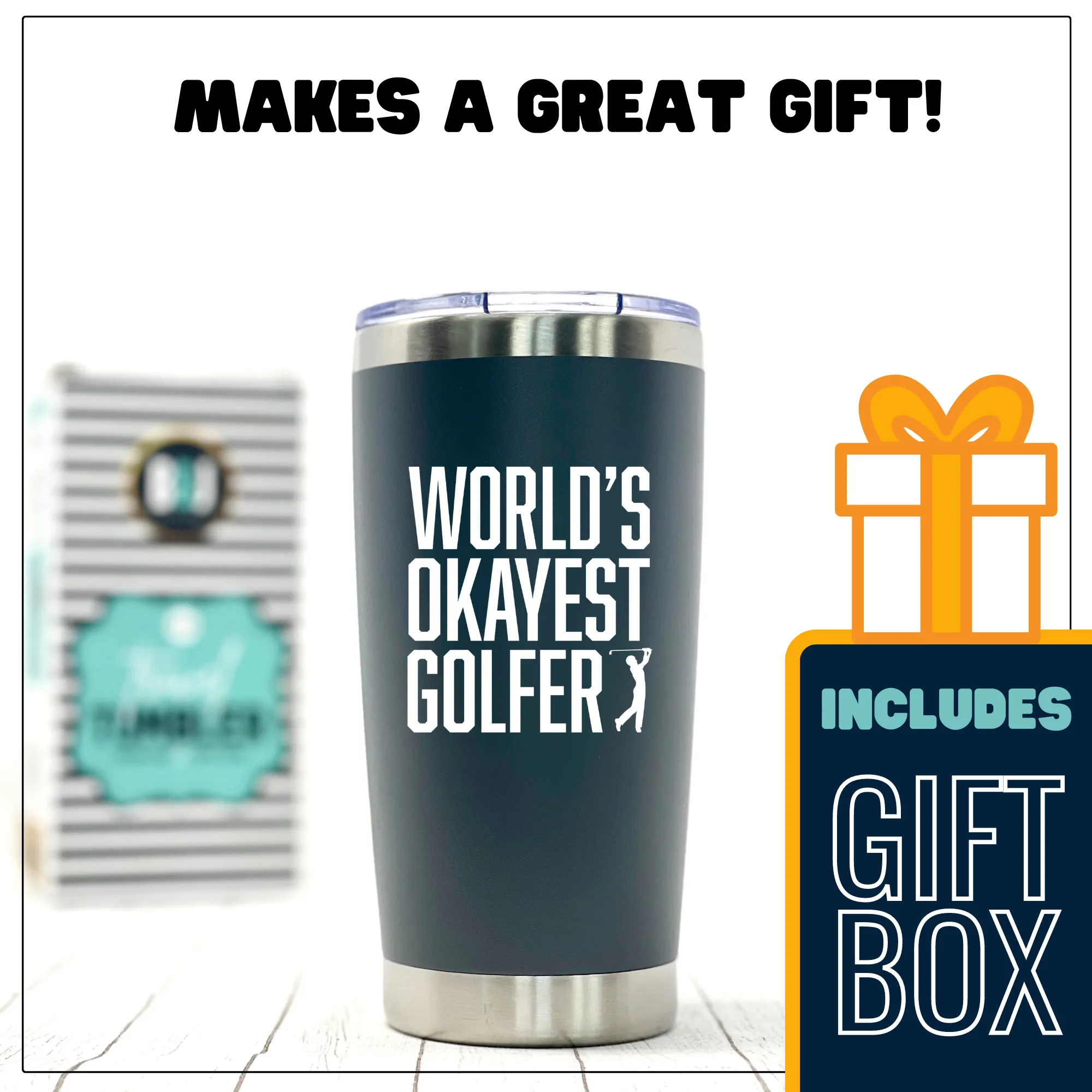 World's Okayest Golfer 20 oz Gray Tumbler for Golfers