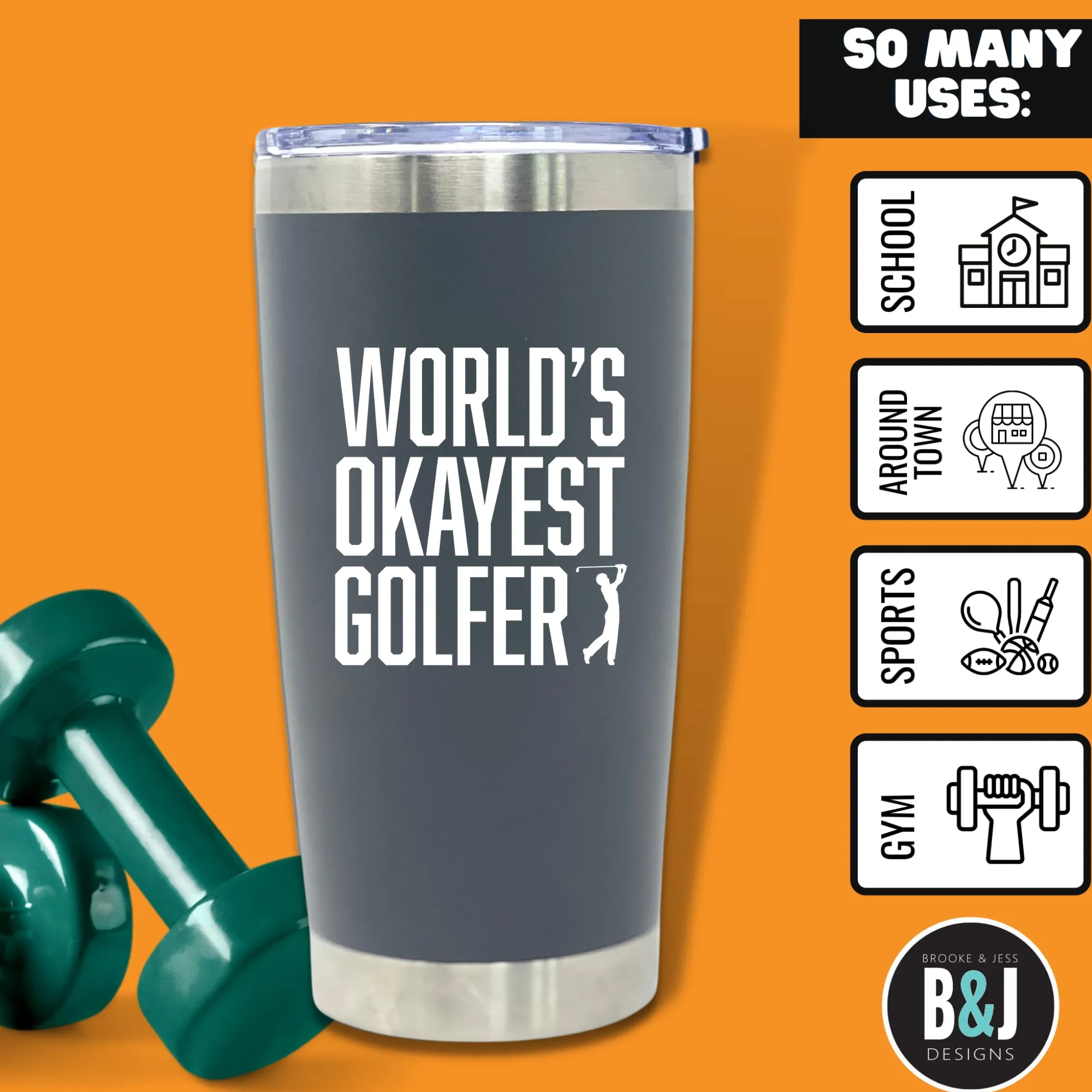World's Okayest Golfer 20 oz Gray Tumbler for Golfers