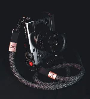 X Copper - Dark Grey Rope -Black Leather Camera Strap